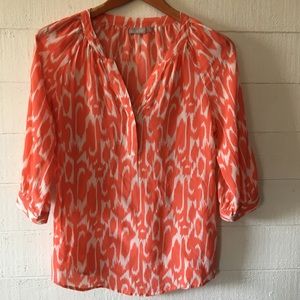 Ellie Kai Coral Print Silk Top Size 6